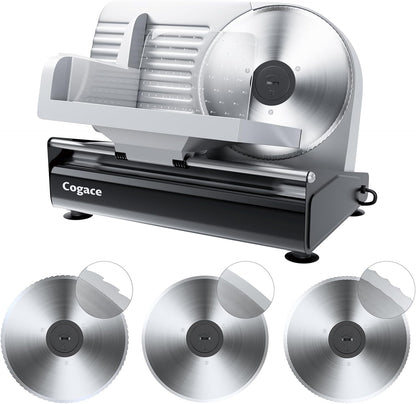 Electric Meat Slicer with Three 7.5" Blade Designs, 200W