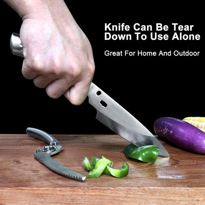 SGNEKOO Kitchen Scissors,Detachable Poultry Shears | Heavy Duty Stainless Steel All Purpose Kitchen Shears for Food, Meat, Herbs, Poultry,Non-Slip Handle（Silver）