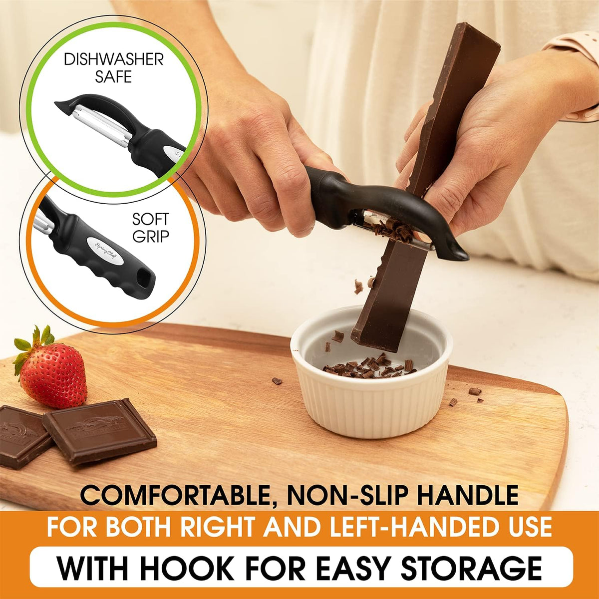 Swivel Vegetable Peeler for Kitchen w/Soft Grip Handle, Black | Premium Potato Peeler w/ Ultra Sharp Stainless Steel Blades, Multifunctional Veggie Peeler for Apple, Carrot, Cucumber, Fruit