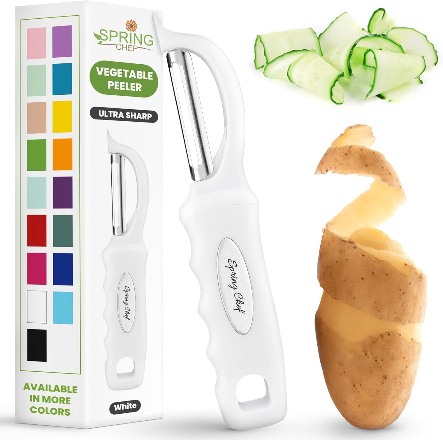 Swivel Vegetable Peeler for Kitchen w/Soft Grip Handle, Black | Premium Potato Peeler w/ Ultra Sharp Stainless Steel Blades, Multifunctional Veggie Peeler for Apple, Carrot, Cucumber, Fruit