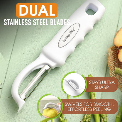 Swivel Vegetable Peeler for Kitchen w/Soft Grip Handle, Black | Premium Potato Peeler w/ Ultra Sharp Stainless Steel Blades, Multifunctional Veggie Peeler for Apple, Carrot, Cucumber, Fruit