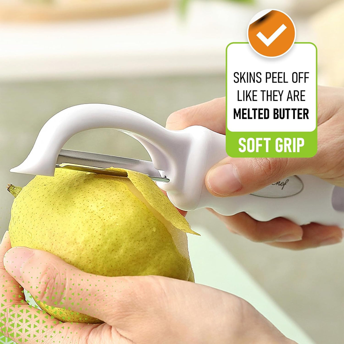 Swivel Vegetable Peeler for Kitchen w/Soft Grip Handle, Black | Premium Potato Peeler w/ Ultra Sharp Stainless Steel Blades, Multifunctional Veggie Peeler for Apple, Carrot, Cucumber, Fruit