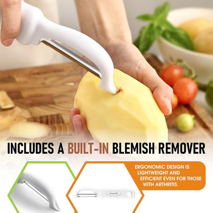 Swivel Vegetable Peeler for Kitchen w/Soft Grip Handle, Black | Premium Potato Peeler w/ Ultra Sharp Stainless Steel Blades, Multifunctional Veggie Peeler for Apple, Carrot, Cucumber, Fruit