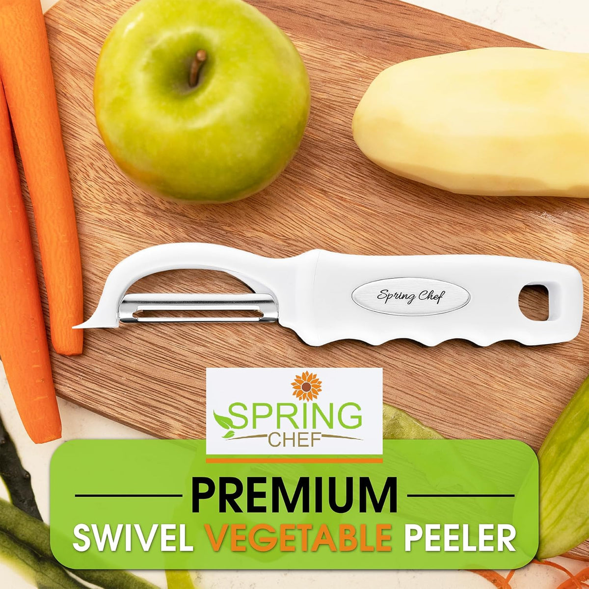 Swivel Vegetable Peeler for Kitchen w/Soft Grip Handle, Black | Premium Potato Peeler w/ Ultra Sharp Stainless Steel Blades, Multifunctional Veggie Peeler for Apple, Carrot, Cucumber, Fruit