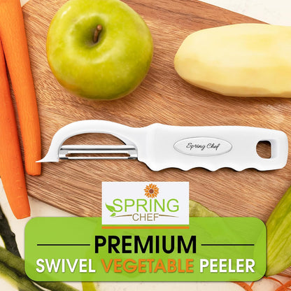 Swivel Vegetable Peeler for Kitchen w/Soft Grip Handle, Black | Premium Potato Peeler w/ Ultra Sharp Stainless Steel Blades, Multifunctional Veggie Peeler for Apple, Carrot, Cucumber, Fruit
