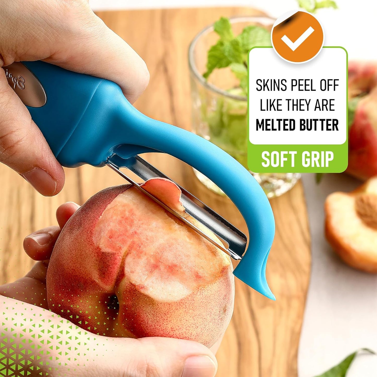 Swivel Vegetable Peeler for Kitchen w/Soft Grip Handle, Black | Premium Potato Peeler w/ Ultra Sharp Stainless Steel Blades, Multifunctional Veggie Peeler for Apple, Carrot, Cucumber, Fruit