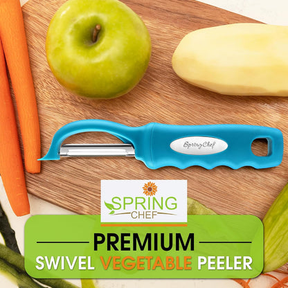 Swivel Vegetable Peeler for Kitchen w/Soft Grip Handle, Black | Premium Potato Peeler w/ Ultra Sharp Stainless Steel Blades, Multifunctional Veggie Peeler for Apple, Carrot, Cucumber, Fruit
