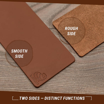 Leather Strop Kit for Knife Sharpening - Knife Strop Block 8" x 3" - Stropping Leather Kit LS2P11 with Green-Gray & White Polishing Compound - Knives Sharpener and Buffing Compounds