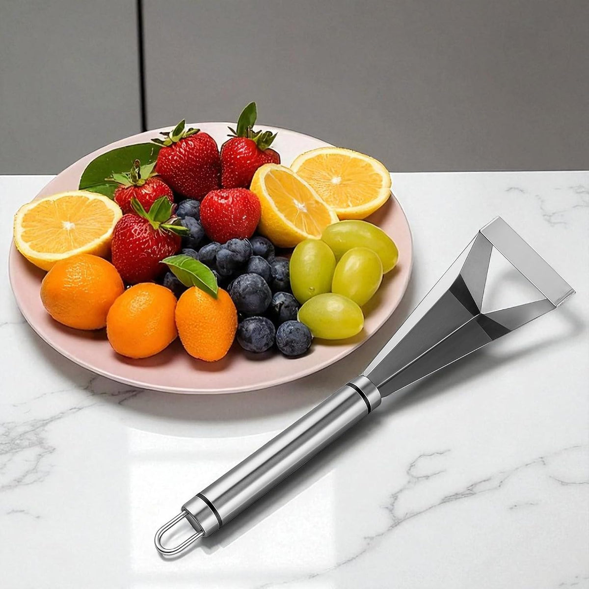 Fruit Carving Knife Stainless Steel Vegetable Cutter Tools – Silver Triangular Shape DIY Knives for Home Kitchen Platter Tray Decoration, Utility Pumpkin Kit Food Cutting Engraving V Channel Blades