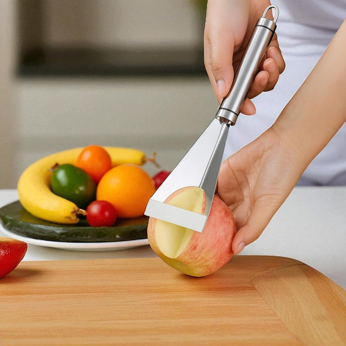 Fruit Carving Knife Stainless Steel Vegetable Cutter Tools – Silver Triangular Shape DIY Knives for Home Kitchen Platter Tray Decoration, Utility Pumpkin Kit Food Cutting Engraving V Channel Blades