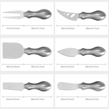 Cheese Knife Set, 6-Piece Stainless Steel Knives for Charcuterie, Gift for Wedding Housewarming Christmas