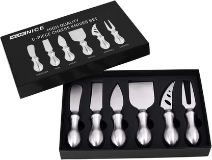Cheese Knife Set, 6-Piece Stainless Steel Knives for Charcuterie, Gift for Wedding Housewarming Christmas