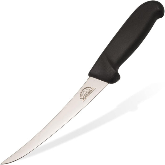 BBQ Brisket, Meat Trimming, Fish Fillet and Butcher's Kitchen Boning Knife - 6 Inch Curved Stainless Steel Blade