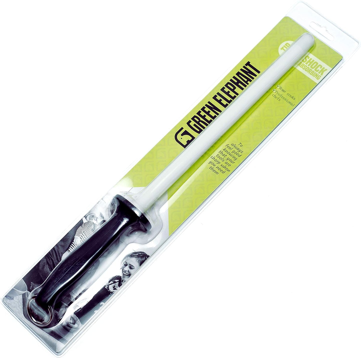 Green Elephant Ceramic Honing Rod for Kitchen Knives, 11-Inch Fine 1500 Grit Shatterproof & Durable Ceramic Sharpening Rod for Professional Chefs & Home Cooks