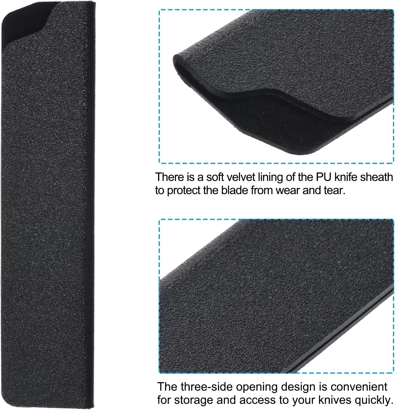 ABS Knife Cover Sleeves for 5" Santoku Knife, Knives Edge Guard Blade Protector Universal Knife Sheath for Home Kitchen, Black