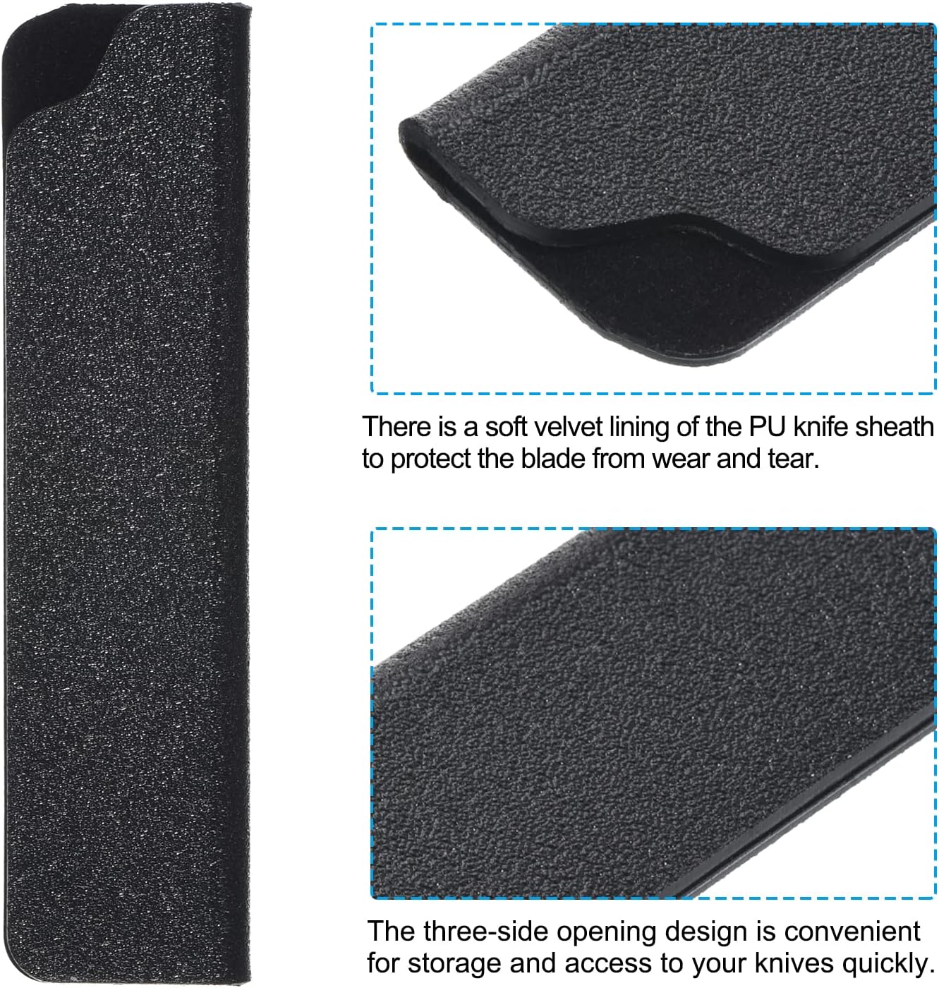 ABS Knife Cover Sleeves for 5" Santoku Knife, Knives Edge Guard Blade Protector Universal Knife Sheath for Home Kitchen, Black