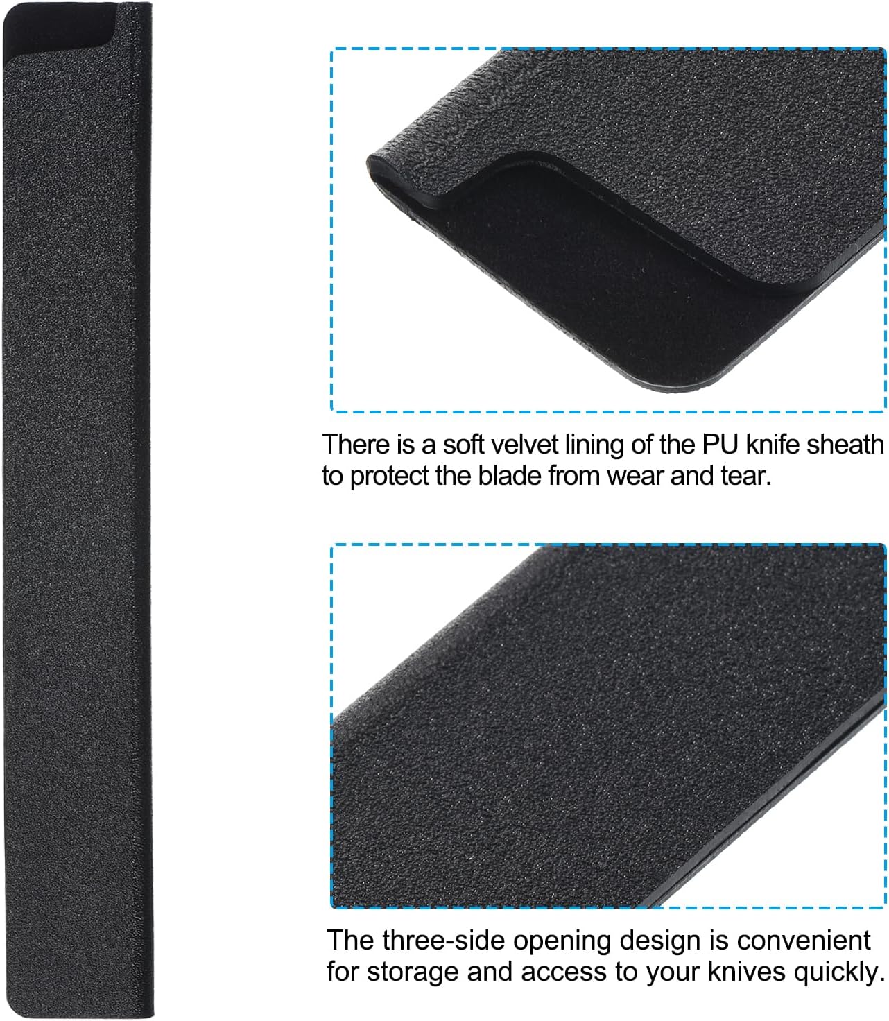 ABS Knife Cover Sleeves for 5" Santoku Knife, Knives Edge Guard Blade Protector Universal Knife Sheath for Home Kitchen, Black