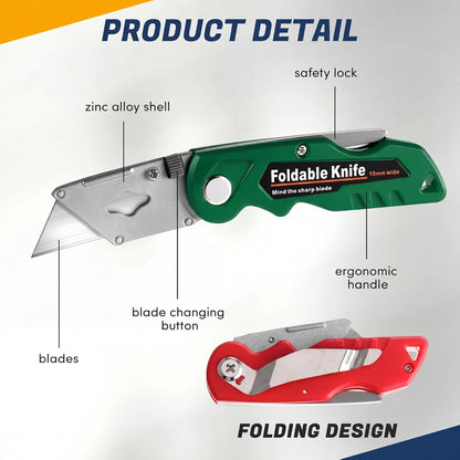 40 Pcs Folding Utility Knives Bulk with 80 Replacement Blades Heavy Duty Box Cutter with Safety Lock Folding Utility Razor Knives Retractable Mechanism Paper Cutter, Multicolor