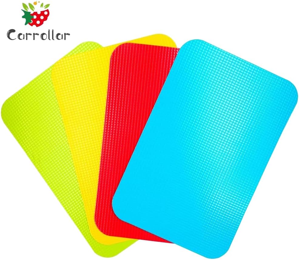 Small Flexible Plastic Cutting Board Mats, Cutting Boards Mats With Food Icons, Gripped Back and Dishwasher Safe, Set of 4 (7.5x11.4inch)