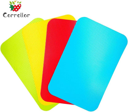 Small Flexible Plastic Cutting Board Mats, Cutting Boards Mats With Food Icons, Gripped Back and Dishwasher Safe, Set of 4 (7.5x11.4inch)