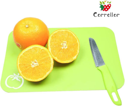 Small Flexible Plastic Cutting Board Mats, Cutting Boards Mats With Food Icons, Gripped Back and Dishwasher Safe, Set of 4 (7.5x11.4inch)
