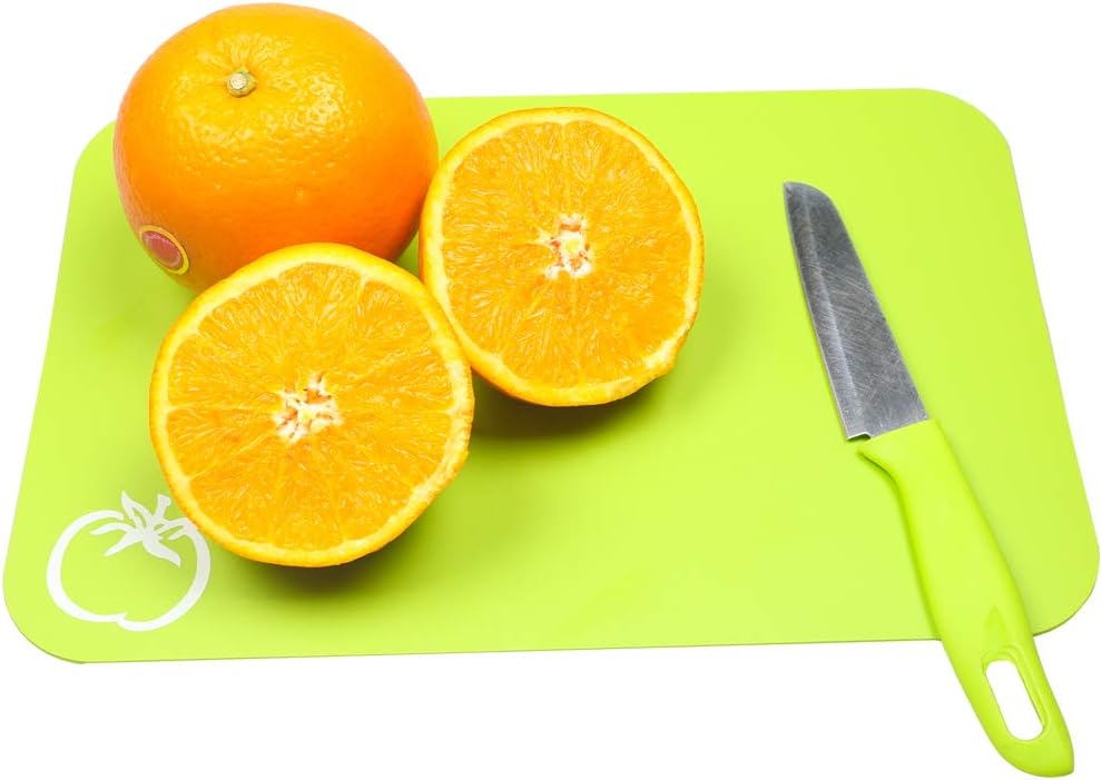 Small Flexible Plastic Cutting Board Mats, Cutting Boards Mats With Food Icons, Gripped Back and Dishwasher Safe, Set of 4 (7.5x11.4inch)