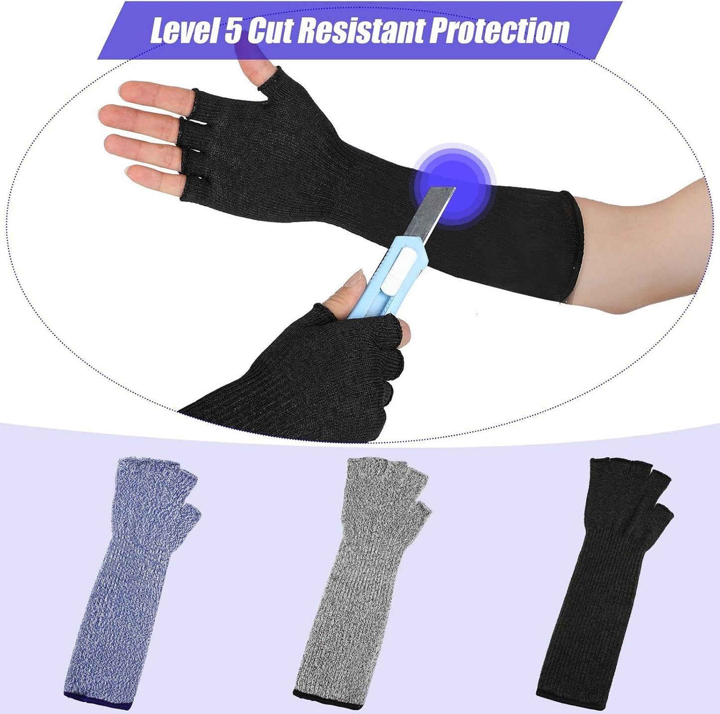 3 Pairs Protective Arm Sleeves Arm Protectors for Thin Skin and Bruising Cut Resistant Sleeve Level 5 Burn Protection