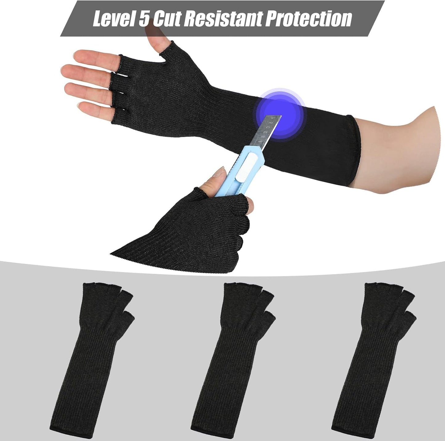 3 Pairs Protective Arm Sleeves Arm Protectors for Thin Skin and Bruising Cut Resistant Sleeve Level 5 Burn Protection