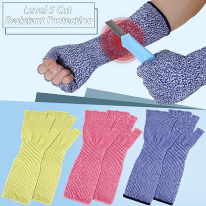 3 Pairs Protective Arm Sleeves Arm Protectors for Thin Skin and Bruising Cut Resistant Sleeve Level 5 Burn Protection
