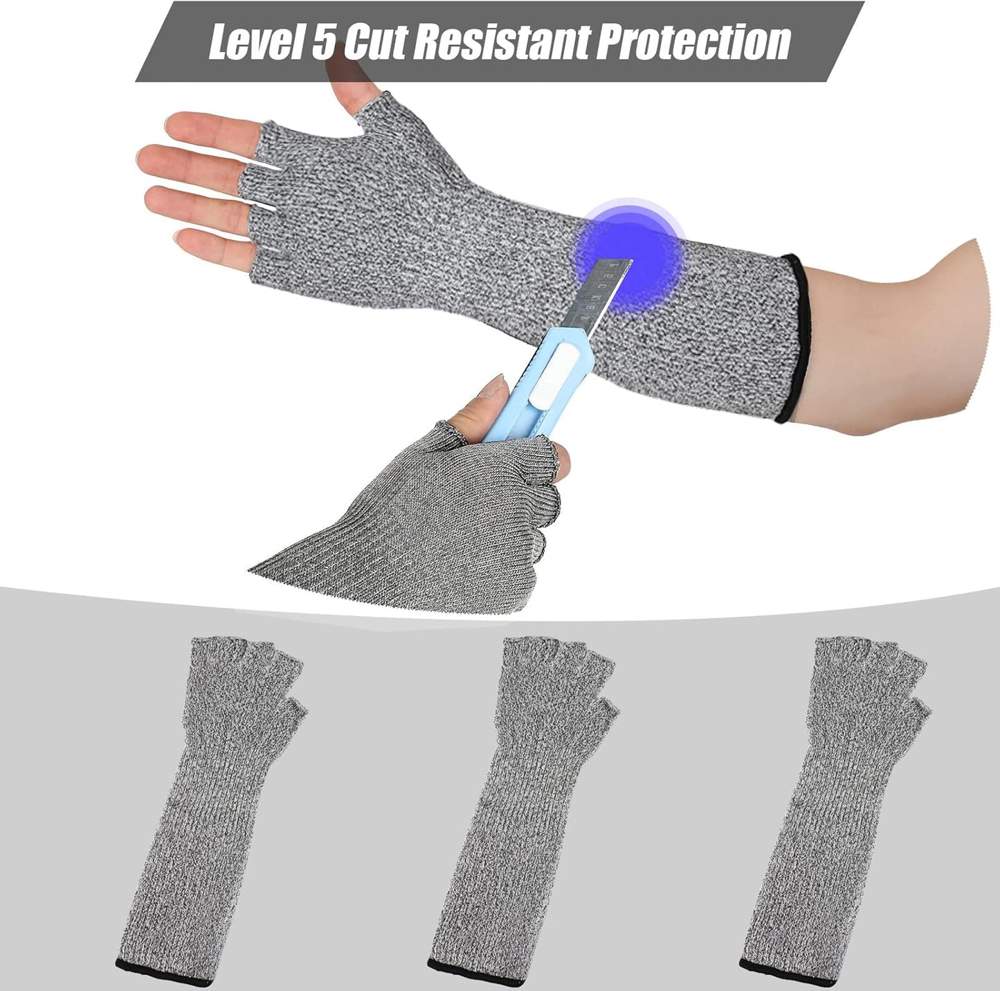 3 Pairs Protective Arm Sleeves Arm Protectors for Thin Skin and Bruising Cut Resistant Sleeve Level 5 Burn Protection