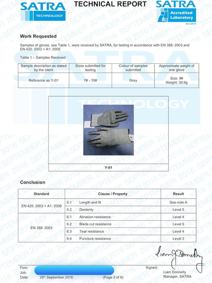 High Performance En388 CE Level 5 Cut Resistant Knit Wrist Gloves (Size 7 / Small)