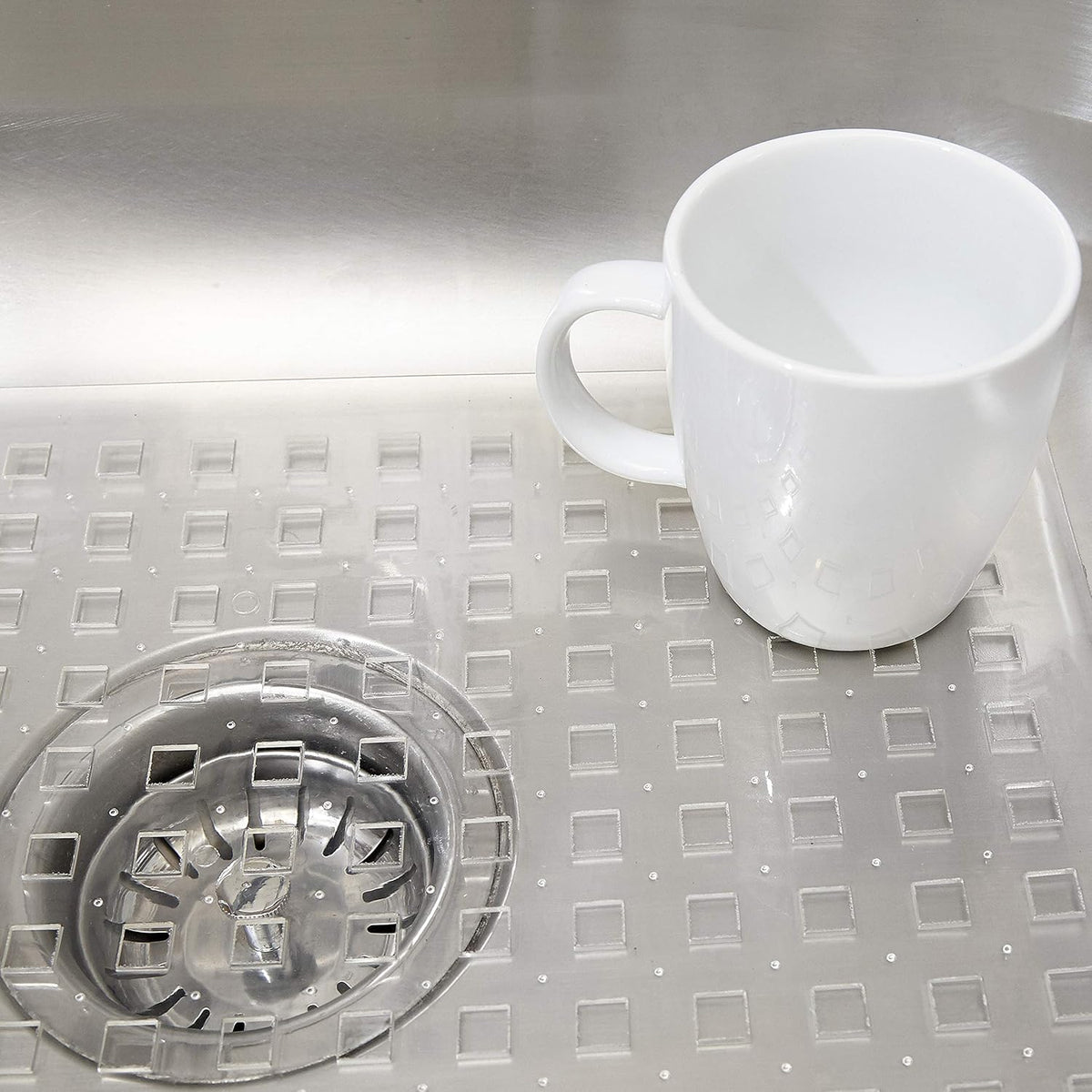 Clear Sink Mat - 12” x 16” - Heavy Duty PVC, Non-Slip, Dishwasher Safe, BPA-Free Sink Protector, Durable, Cut to Fit, Sink Mat for Kitchen Sink & Dishware Protection