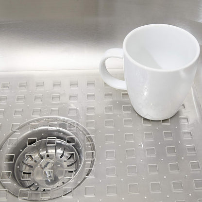 Clear Sink Mat - 12” x 16” - Heavy Duty PVC, Non-Slip, Dishwasher Safe, BPA-Free Sink Protector, Durable, Cut to Fit, Sink Mat for Kitchen Sink & Dishware Protection