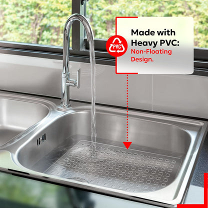 Clear Sink Mat - 12” x 16” - Heavy Duty PVC, Non-Slip, Dishwasher Safe, BPA-Free Sink Protector, Durable, Cut to Fit, Sink Mat for Kitchen Sink & Dishware Protection