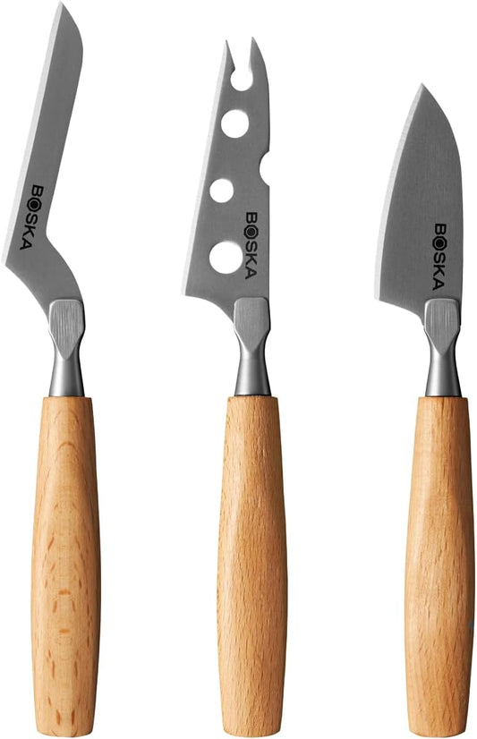 Cheese Knife Set Amigo Small - Set of 5 Small Knives for All Cheese Types - Ergonomic Beech Wood Handle - Stainless Steel - Non-stick Thanks to BSF Treatment