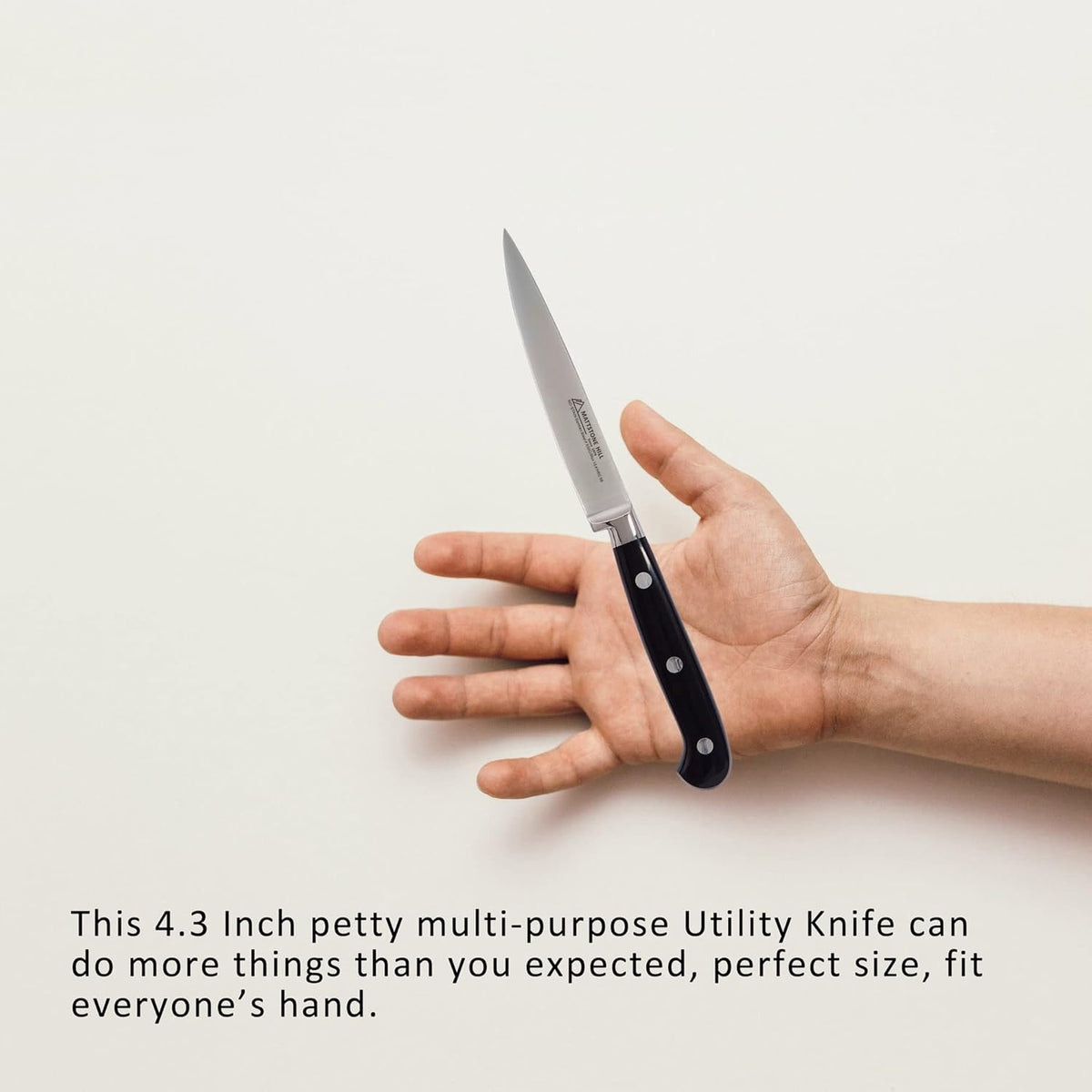 Serrated Utility Knife - MATTSTONE HILL 4.7" Kitchen Knife, German Stainless Steel Vegetable Knife, Paring Knife, Triple Rivet Handle