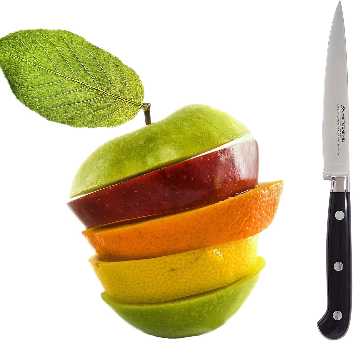 Serrated Utility Knife - MATTSTONE HILL 4.7" Kitchen Knife, German Stainless Steel Vegetable Knife, Paring Knife, Triple Rivet Handle