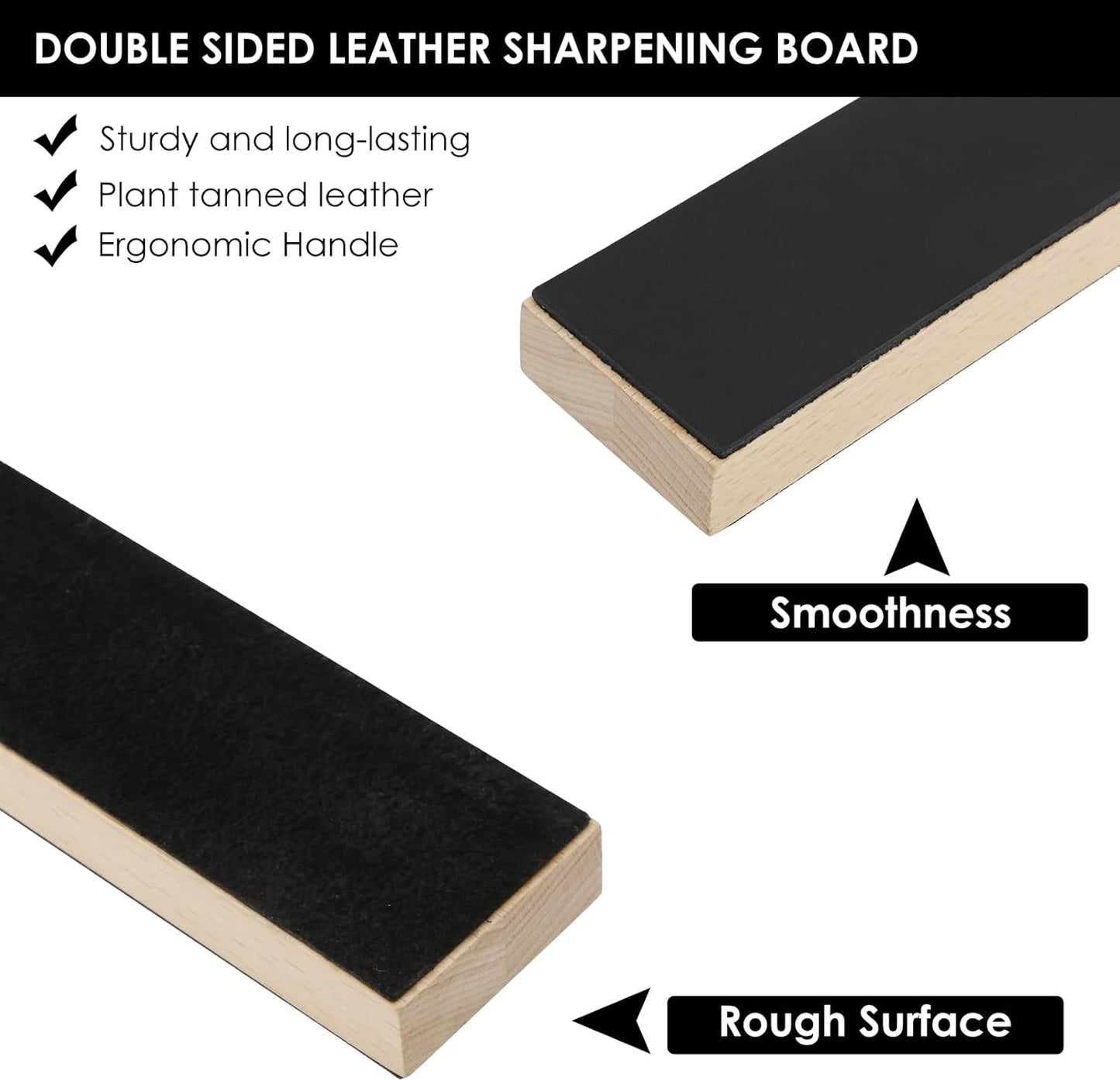 4 Pack Dual-Sided Leather Strop for Knife Sharpening Kit, Wooden Leather Strop Bulk,Knife Strop with Stropping Compound Kit, Honing Strop Block for Woodcarving Tools, Chisel Knife Leather Sharpener