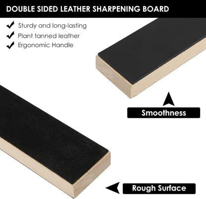 4 Pack Dual-Sided Leather Strop for Knife Sharpening Kit, Wooden Leather Strop Bulk,Knife Strop with Stropping Compound Kit, Honing Strop Block for Woodcarving Tools, Chisel Knife Leather Sharpener