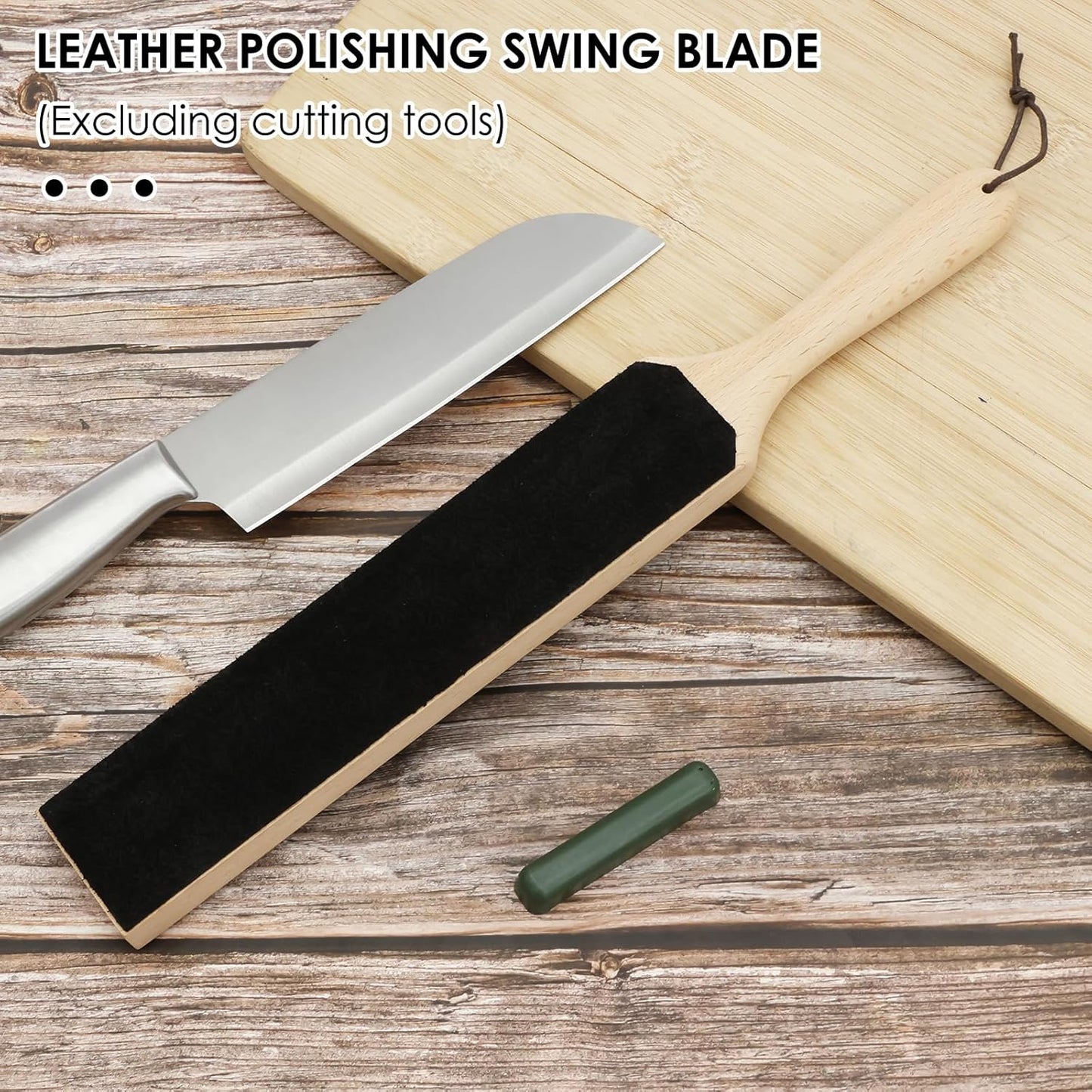 4 Pack Dual-Sided Leather Strop for Knife Sharpening Kit, Wooden Leather Strop Bulk,Knife Strop with Stropping Compound Kit, Honing Strop Block for Woodcarving Tools, Chisel Knife Leather Sharpener