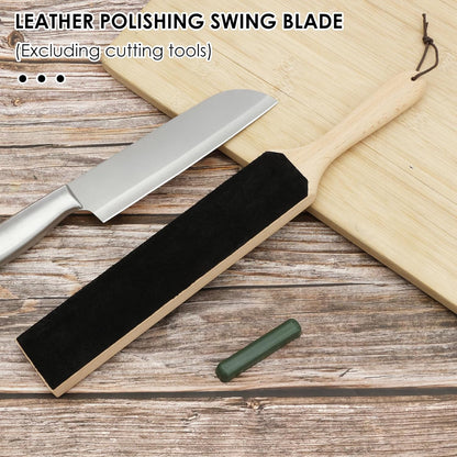 4 Pack Dual-Sided Leather Strop for Knife Sharpening Kit, Wooden Leather Strop Bulk,Knife Strop with Stropping Compound Kit, Honing Strop Block for Woodcarving Tools, Chisel Knife Leather Sharpener