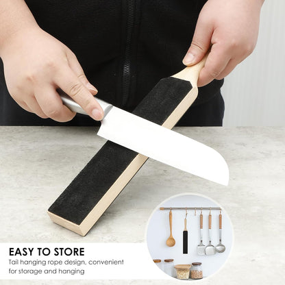 4 Pack Dual-Sided Leather Strop for Knife Sharpening Kit, Wooden Leather Strop Bulk,Knife Strop with Stropping Compound Kit, Honing Strop Block for Woodcarving Tools, Chisel Knife Leather Sharpener