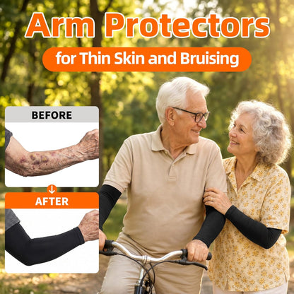 2 Pairs 15.4in Arm Warmers Down Yarn Knitted, S920 | Summer Essential for AC Rooms, Hyaluronic Acid Infused, Moisturizing & Skin-Friendly, Light Compression for Thin Skin