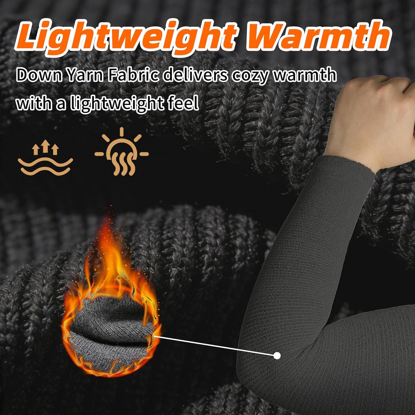 2 Pairs 15.4in Arm Warmers Down Yarn Knitted, S920 | Summer Essential for AC Rooms, Hyaluronic Acid Infused, Moisturizing & Skin-Friendly, Light Compression for Thin Skin