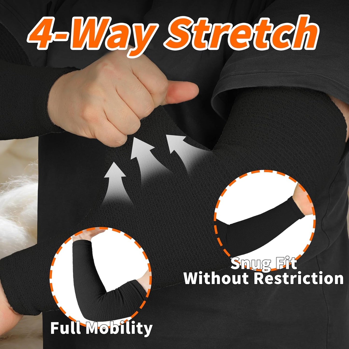 2 Pairs 15.4in Arm Warmers Down Yarn Knitted, S920 | Summer Essential for AC Rooms, Hyaluronic Acid Infused, Moisturizing & Skin-Friendly, Light Compression for Thin Skin