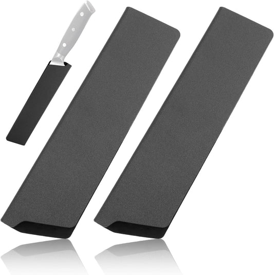 2Pcs Knife Edge Guards, 6-8 inch Chef's Knife Sheath, ABS Universal Knife Cover Knife Blade Protectors, Gentle Non-Scratch Felt Lining Kitchen Knives Sheath, Black
