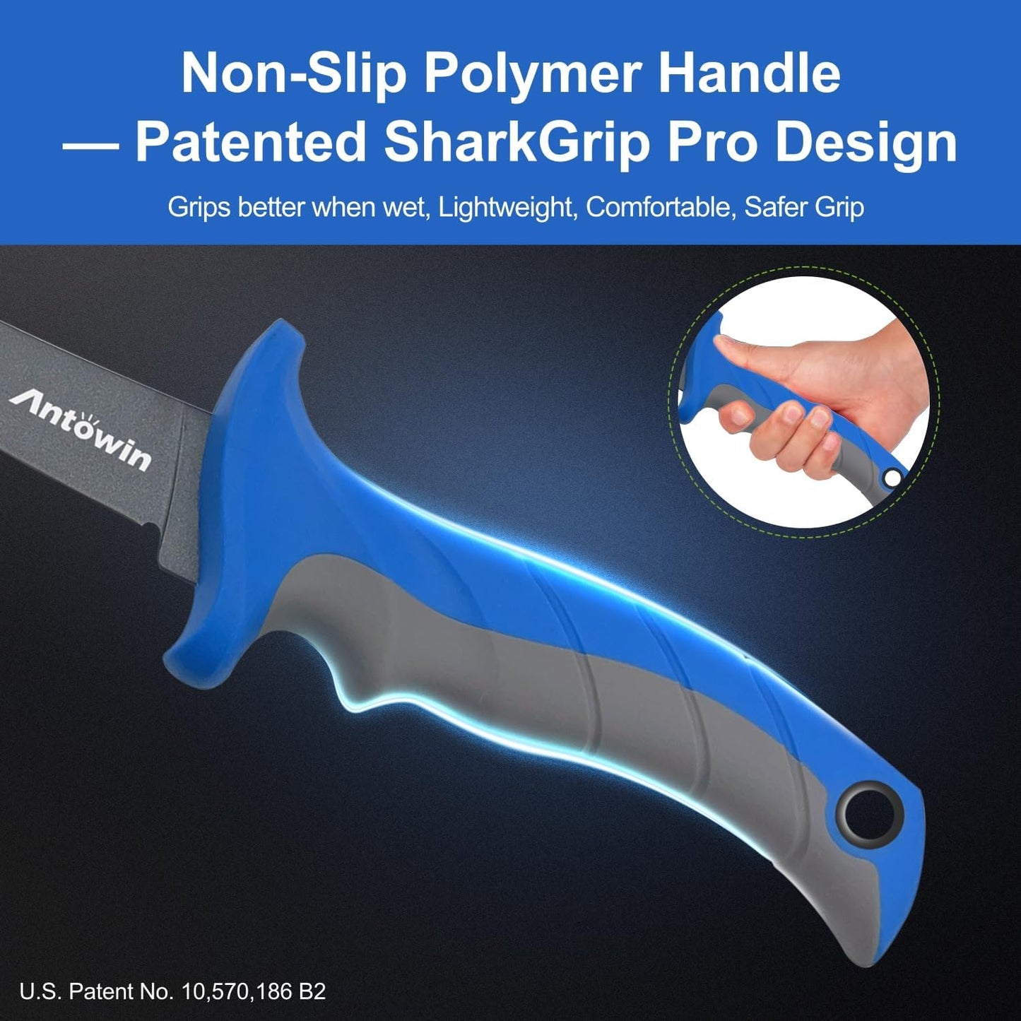3-in-1 7" Fillet Knife for Fish, Razor Sharp German G4113 Pro Stainless Steel Blade, Fishing Filet Knives Saltwater with SharkGrip Ergonomic Handle, Cuchillo Includes Sheath & XL Sharpener