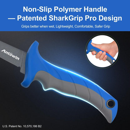 3-in-1 7" Fillet Knife for Fish, Razor Sharp German G4113 Pro Stainless Steel Blade, Fishing Filet Knives Saltwater with SharkGrip Ergonomic Handle, Cuchillo Includes Sheath & XL Sharpener
