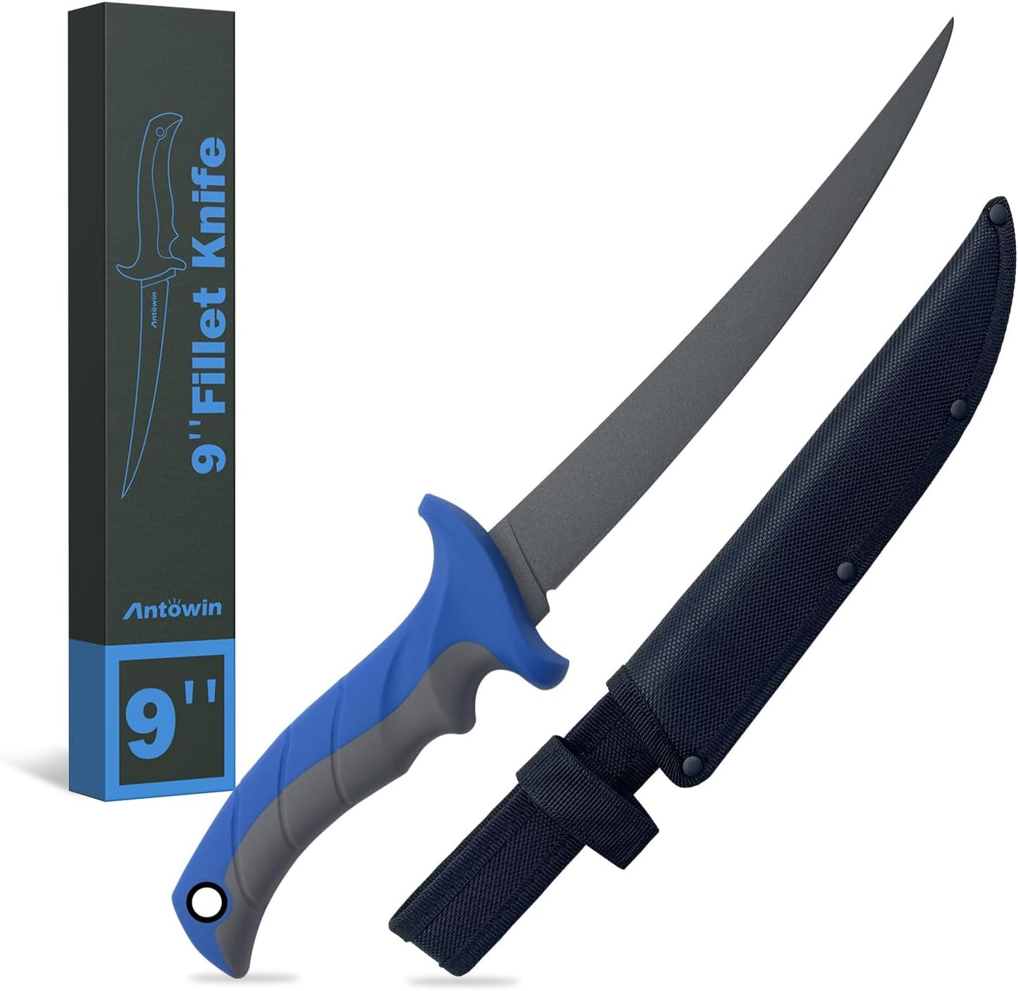 3-in-1 7" Fillet Knife for Fish, Razor Sharp German G4113 Pro Stainless Steel Blade, Fishing Filet Knives Saltwater with SharkGrip Ergonomic Handle, Cuchillo Includes Sheath & XL Sharpener