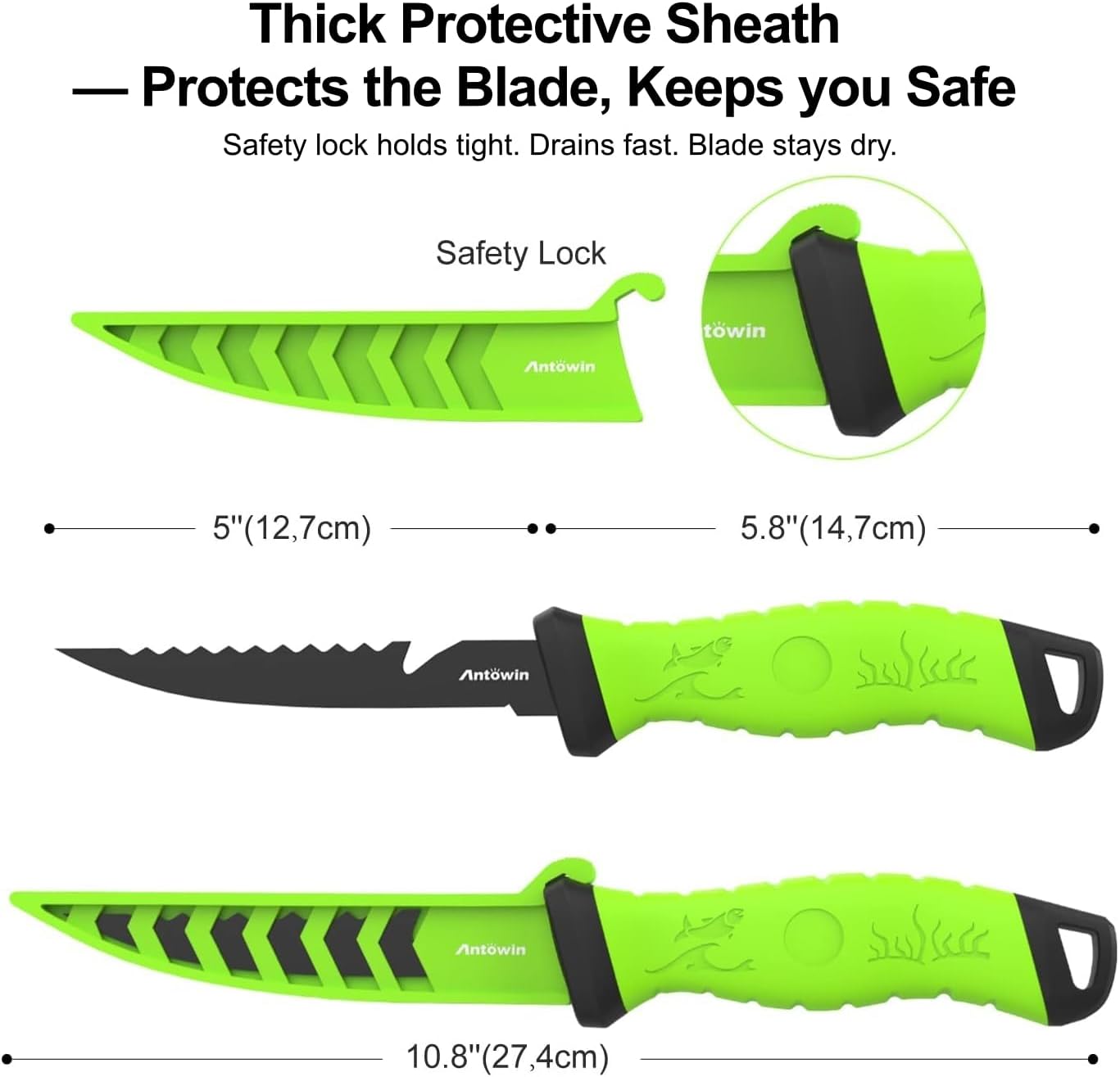 3-in-1 7" Fillet Knife for Fish, Razor Sharp German G4113 Pro Stainless Steel Blade, Fishing Filet Knives Saltwater with SharkGrip Ergonomic Handle, Cuchillo Includes Sheath & XL Sharpener